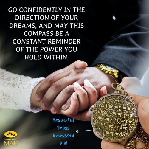 True North Compass – Go Confidently in The Direction of Your Dreams – Embossed Brass Compass – Graduation, Confirmation, Birthday, Motivational Gift for Him, Her, Students, Boys, Girls, High School