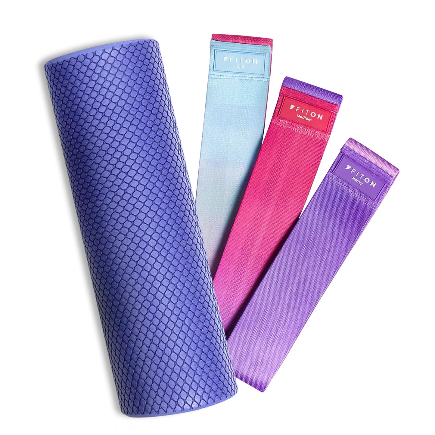 FitOn - 12"x4" Travel Sized Recovery Roller & Sculpt Resistance Bands Bundle - Workout Equipment Set for Gym and Home Exercise - Workout with Non-Slip Exercise Bands & Durable Foam Roller Set