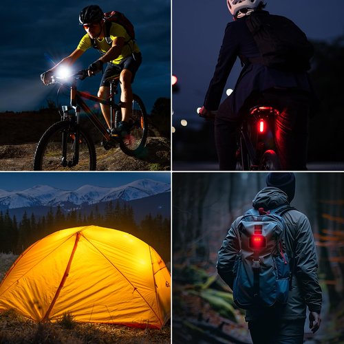 Mooyude High Lumens Super Bright Bike Light for Night Riding, USB Rechargeable Bicycle Headlight, Waterproof Bike Headlight and Taillight, MTB Off-Road Cycling Commuting 620