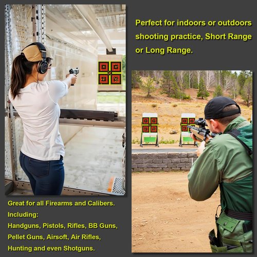 OSHOTX Splatter Targets - 12 x12 inch Reactive Self Adhesive Shooting Target Paper for The Range - Easily See Shots Burst Bright Yellow Points (20 Pack)