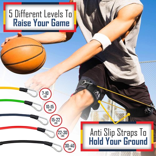 D-Fend Lockdown Lateral Resistance Training Speed Bands - Won't Roll Up - Train for Speed, Toning, Strength
