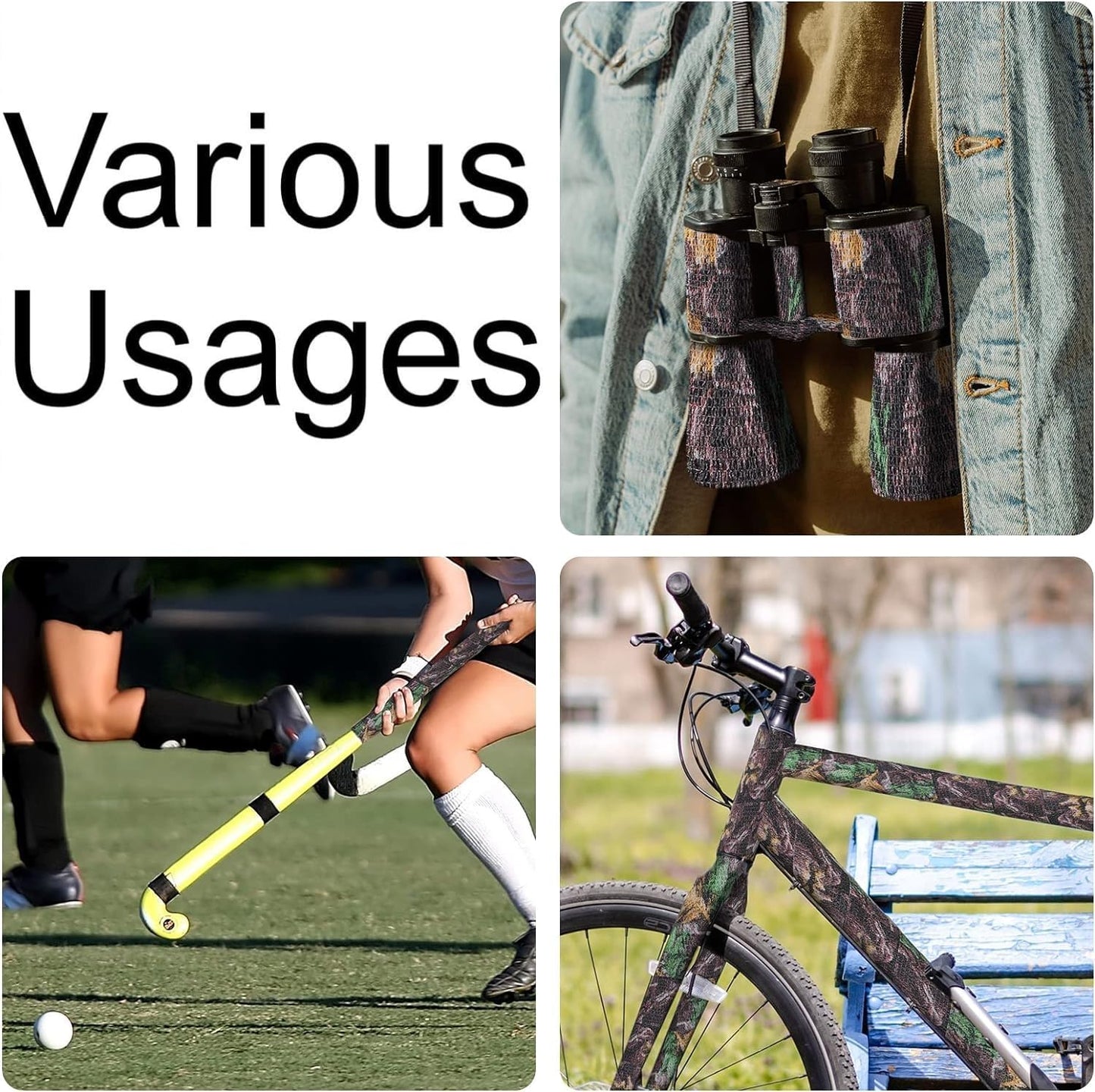 Camo Tape Wrap | Self-Adhesive Camouflage Bandage for Outdoor Sports | 2/3in x 14.76ft