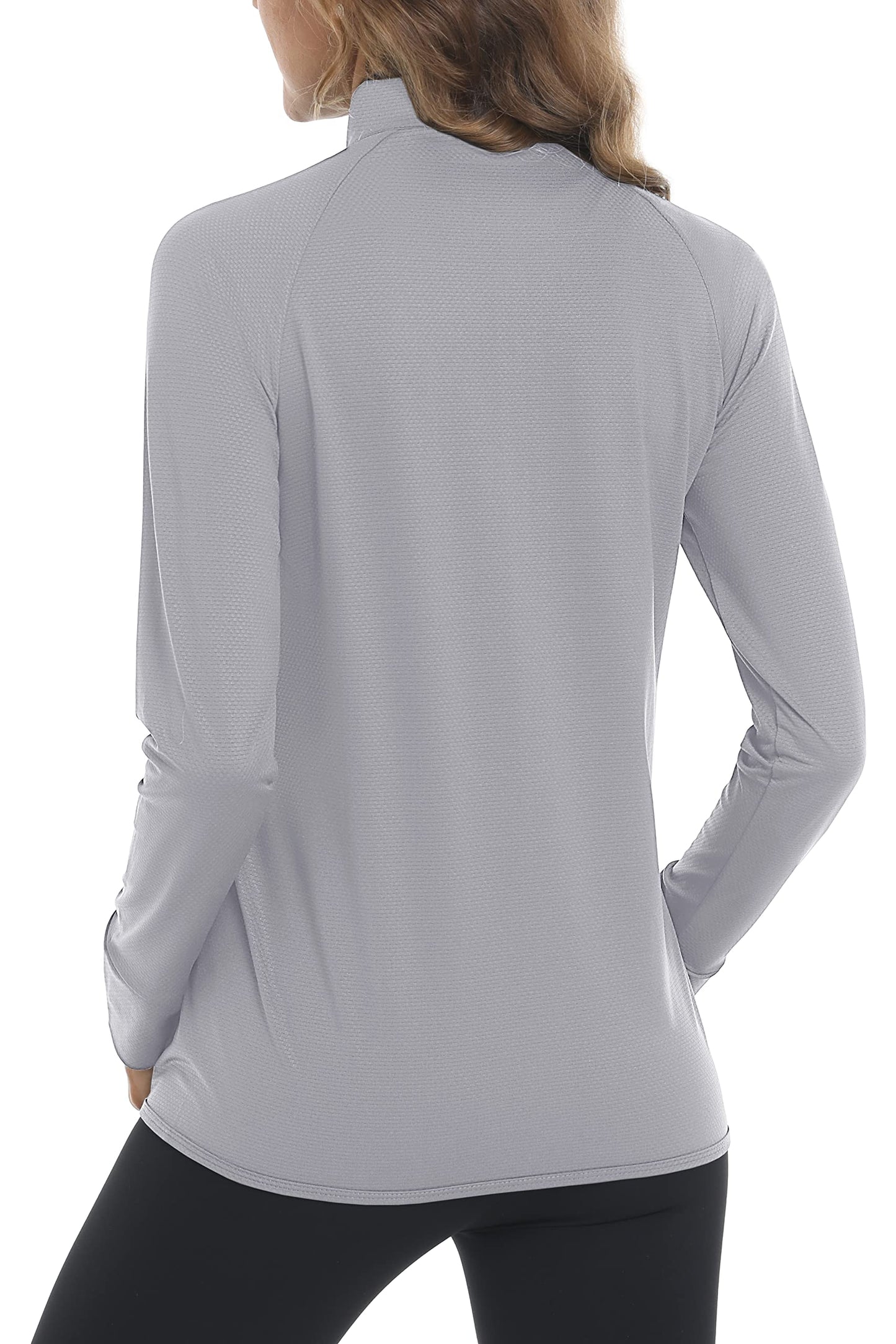 MAGCOMSEN Lightweight Jacket for Women UV Protection Long Sleeve Shirts Quick Dry Running Hiking Shirts Light Grey XL
