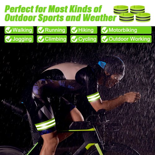 Yilloog 150 Pieces Reflective Arm Bands for Night Walking Ankle Band for Runners Reflective Wrist Band Cycling Running Gear Reflector High Visibility Tape Straps(Green)