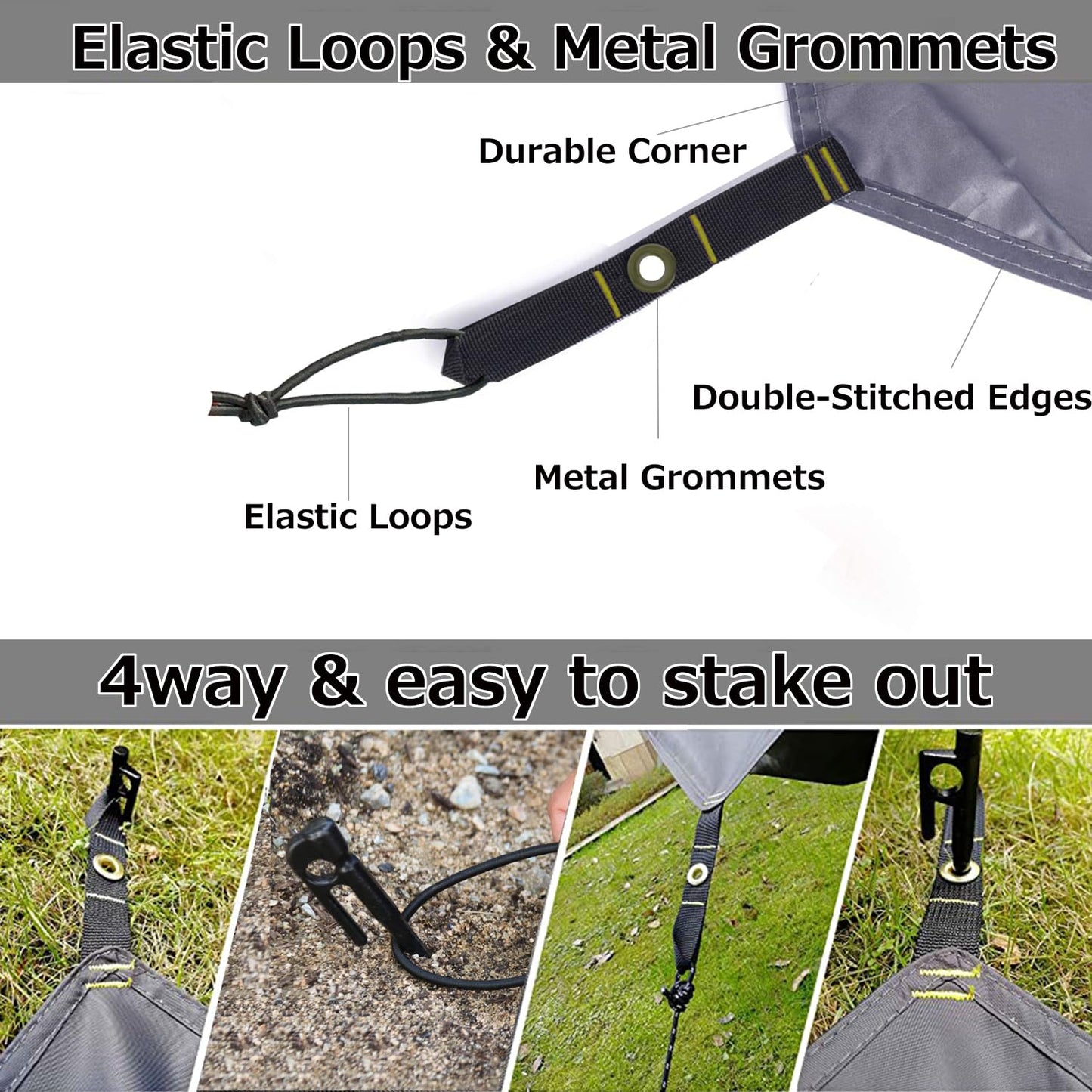 Farfly Waterproof Camping Tarp, Tent Footprint, Heavy Duty Ground Sheet Mat, Octagon Grey 151x137in