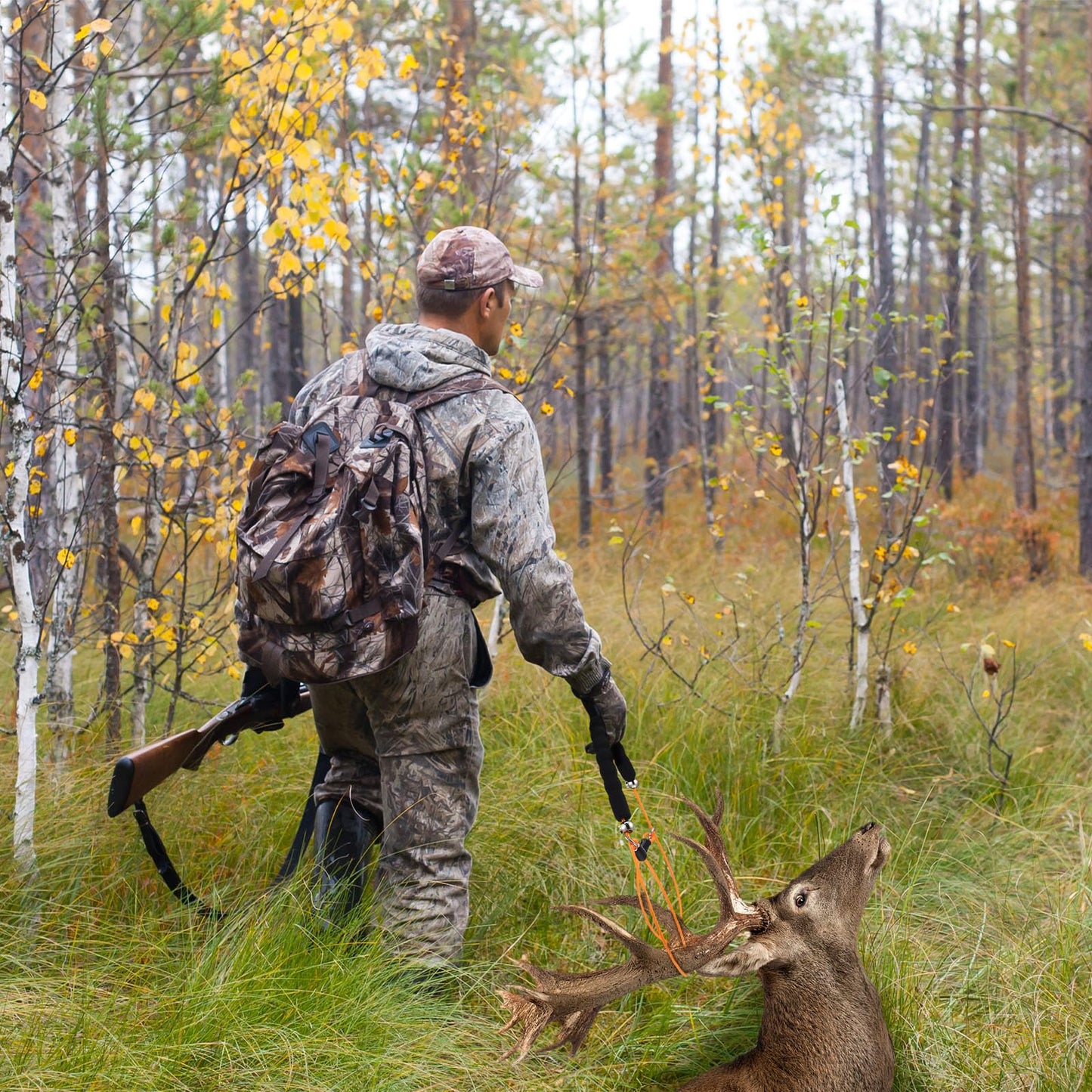 4 Pcs Deer Sled Deer Drag and Harness 43.3" Lightweight Portable Wirerope Cinch Hunting Accessories with Thick Foam Handle Hunting Gear Accessories Gifts Works with Bucks Does