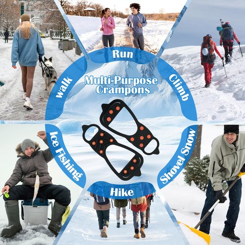 UNITACKLE Gripper Spike Ice Traction Cleats, Non-Slip Ice Snow Grips 8 Steel Studs, Universal Ice Spikes Snow Grips Traction for Walking Climbing Hiking on Snow and Ice