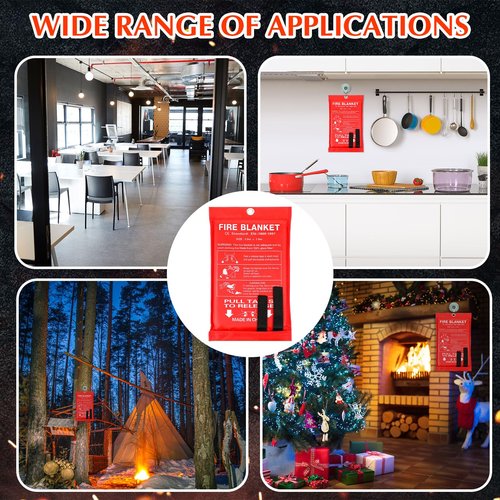 Macarrie 30 Pack 39” x 39” Fire Blanket Emergency for Home and Kitchen Safety Suppression Blanket Fiberglass Fireproof Survival for Fireplace Car Office Camping (Red)