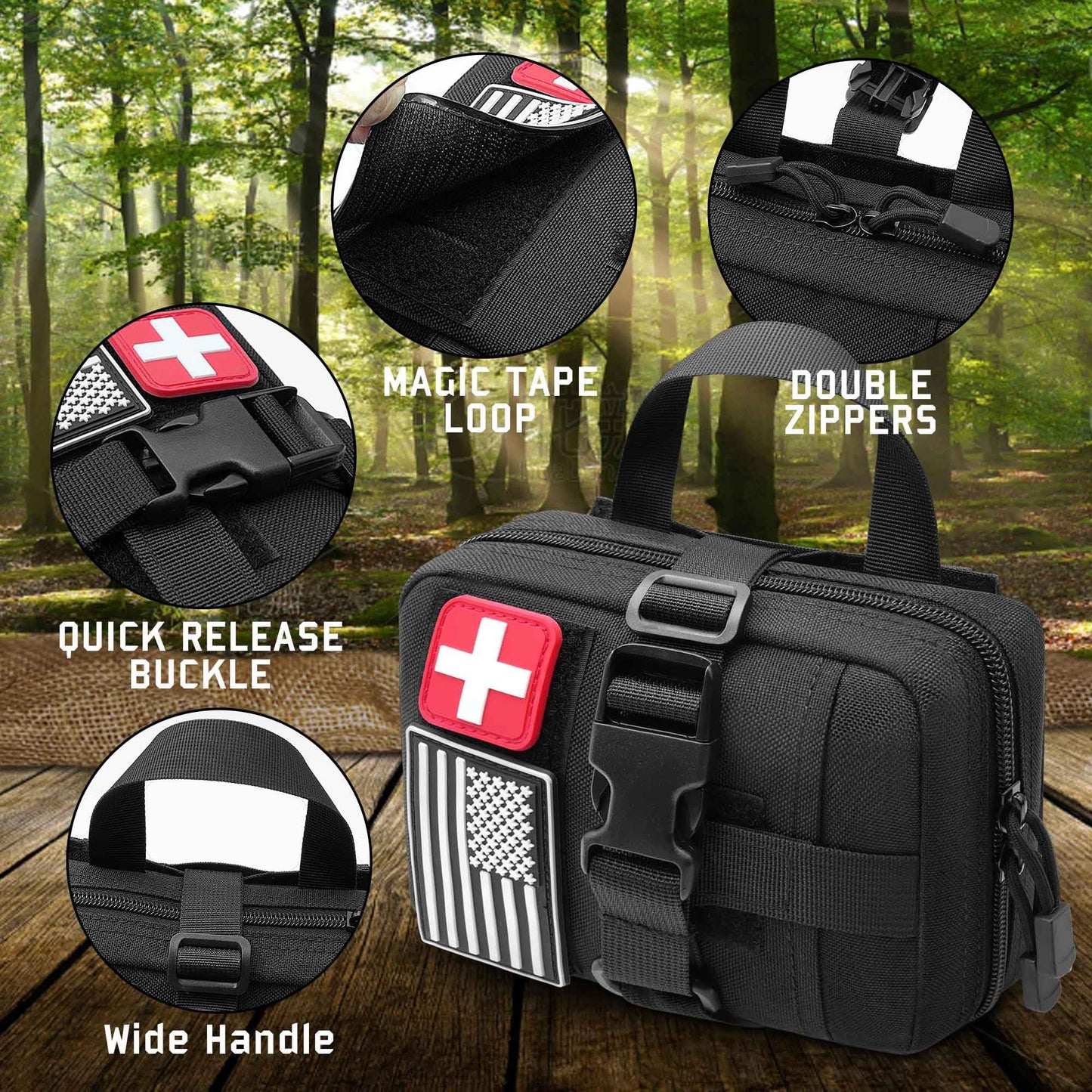 1000D Laser Cut Ifak Pouch, Upgrade Tactical Molle Rip Away EMT First Aid Ifak Pouches Medical Empty Bag for Duty Belt Backpack Vest