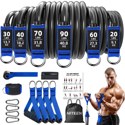 310lbs Heavy Resistance Bands for Working Out, NITEEN Resistance Bands with Handles Weight Exercise Bands for Men Women, Workout Bands with Door Anchor and Ankle Straps Strength Training Equipment