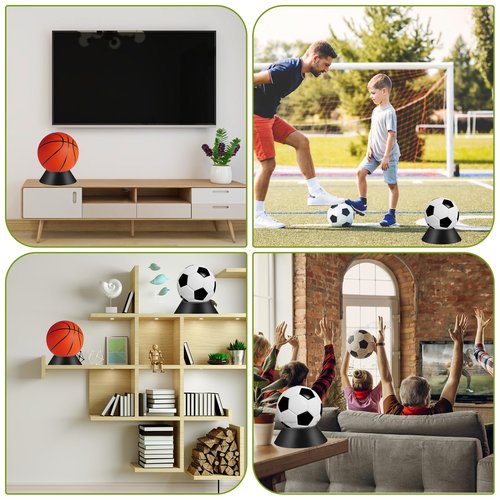 Prasacco 6 Pcs Ball Display Stand Ball Display Rack Ball Stand Holder Memorabilia Ball Pedestal Ball Holder Stand for Basketball Football Soccer Bowling Volleyball Softball