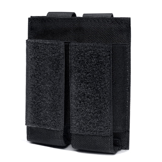 Azarxis Tactical Pistol Mag Pouch Holder Double Triple Molle Magazines Carrier Holster Bag with Front Loop Panel Fast Access (Black - Double Pouch)