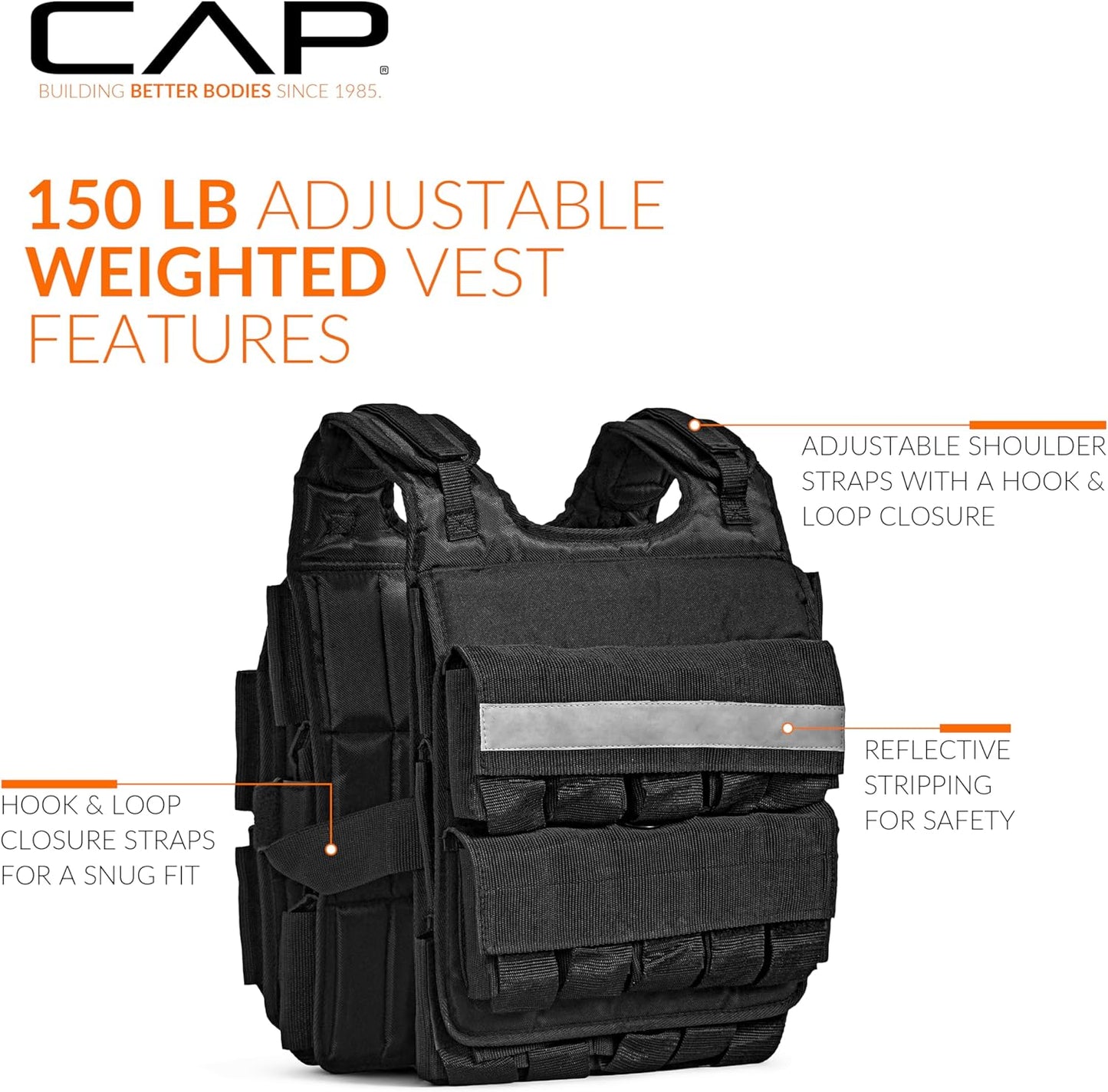 Adjustable Weighted Vest by CAP Barbell | Custom Fit for Enhanced Workouts