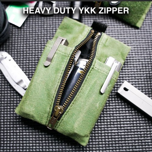 EDC Canvas Pouch, Pocket Organizer, Mighty Pouch for Men, EDC Bags with Velcro, Small Tool Pouch, Utility Pouch for Multitools, Waxed Compact Organizer