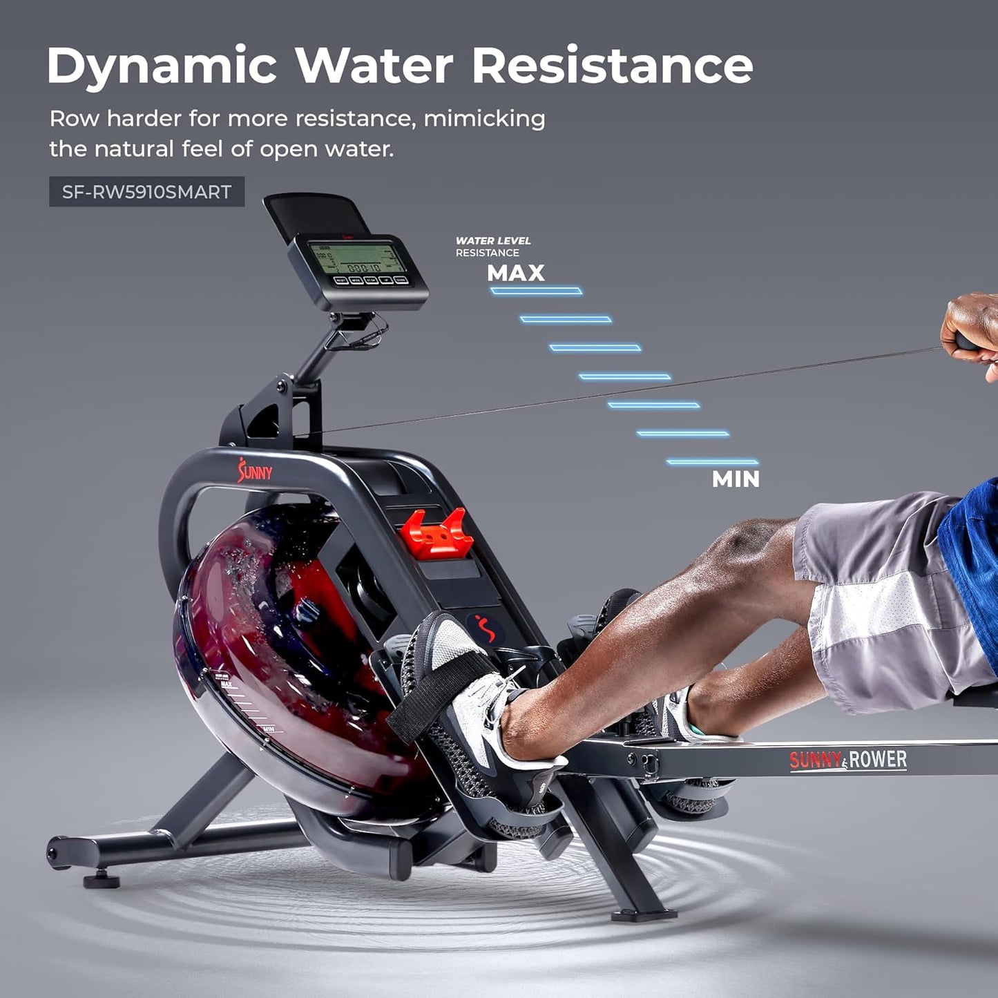 Sunny Health & Fitness Foldable Rowing Machine for Home - Full-Body Low-Impact Workout, Quiet Operation & Free SunnyFit App