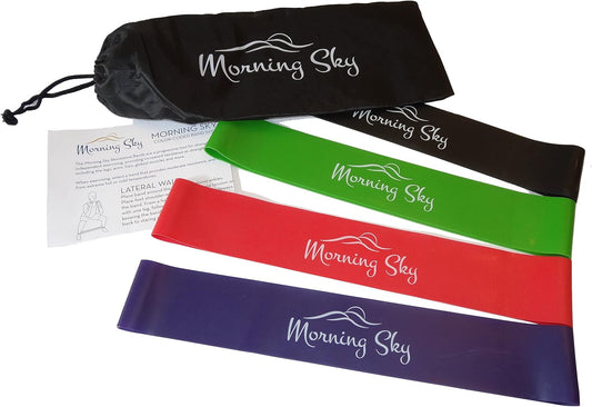 Physical Therapy Resistance Bands by Morning Sky - 12-inch Loop Bands with Instructional Guide and Carrying Bag, Best for Strengthening, Stretching, Yoga, Physical Therapy Rehab, Home Fitness