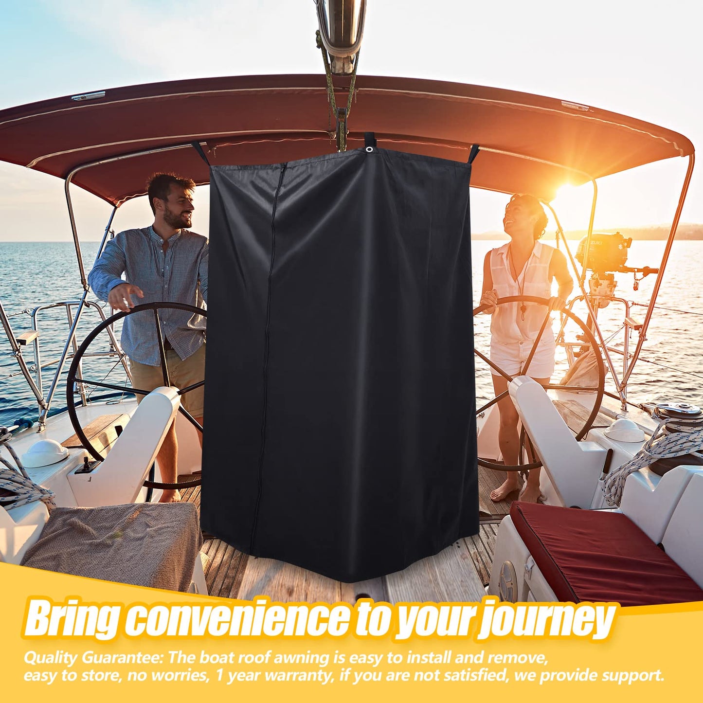 Boats Privacy Curtain Changing Room with Bag Portable Privacy Tent Easy Up Pontoon Enclosure Partition for Pontoons Boat Hanging Tent 27" W x 30" D x 72" H(Black)