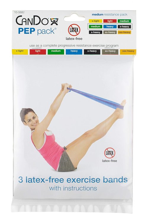 Cando 10-5284 3 Piece Low Powder Challenging Exercise Band PEP Pack,Black
