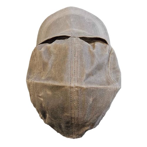 Quint Fishing Cap - 5 Panel Waxed Canvas Brown Hat with Pockets & Bendable Brim - Shark Hunter Costume Orca Boat Captain - Boating Fisherman Rugged Waterproof Headwear