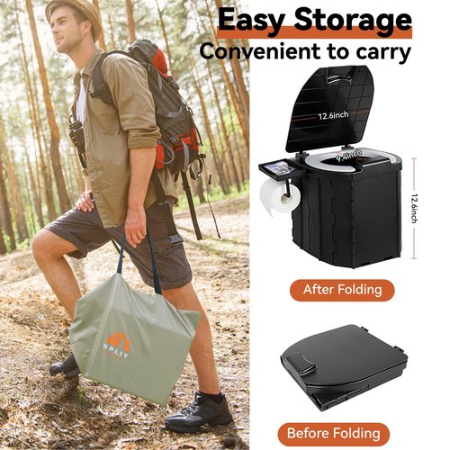 Portable Camping Toilet Upgraded Soft Camp Toilet Seat with Paper Holder- Travel Potty Perfect for Emergency Preparedness, Backcountry, Car, Boat, Road Trips. (BLACK)