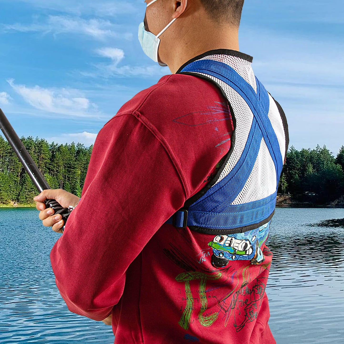 Fishing Shoulder Back Harness,Adjustable Fishing Rod Holder Vest,Boat Fish Fighting Belt Harness,Sea Fishing Rod Holder Vest Sea Fishing Vest Tackle Equipment for Fishing Big Fish