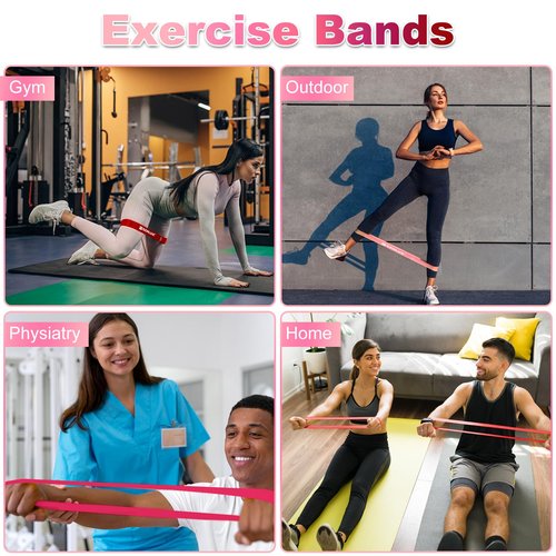 SZHLUX Resistance Bands Set with Instruction Guide and Carry Bag, Versatile for Body Sculpting, Strength Training, and Rehabilitation-Set of 5, Pink