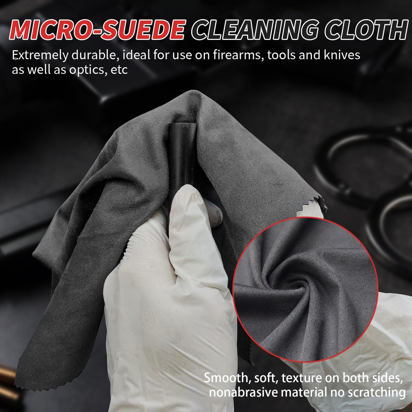 Gun Cleaning Kit in Big Box, 4-in-1 Cleaning Supplies Includes Brushes, Patches, Swabs, Cloth - Lint Free, Highly Absorbent Supplies for All Guns Maintaining, Fit Most Caliber