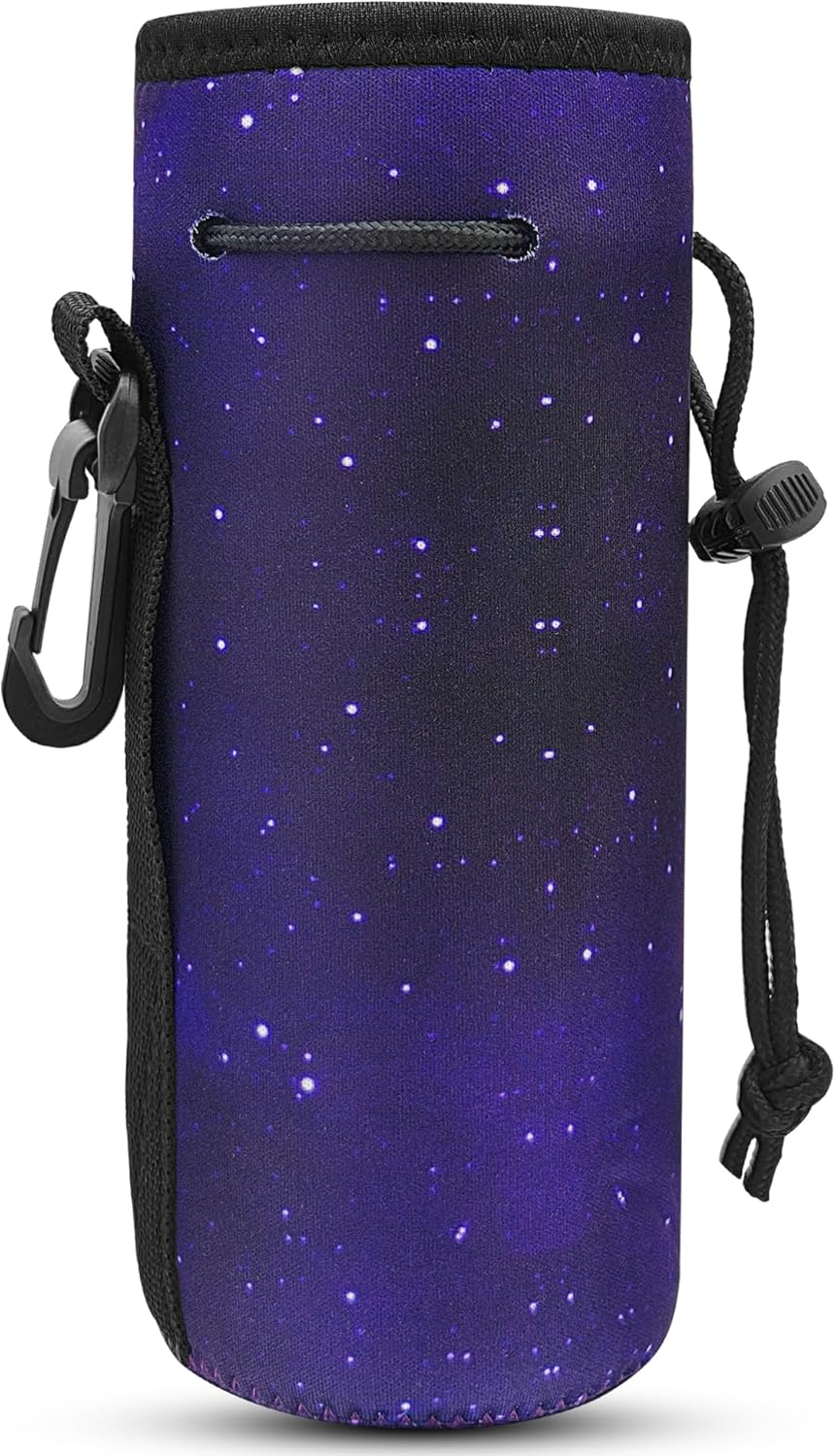 Water Bottle Carrier,Insulated Neoprene Water Gym Travel bottle Holder Bag Protector Sleeve Case Pouch Cover 0.6L or 0.75L, Great for Stainless Steel and Plastic Bottles (BLUE STAR)