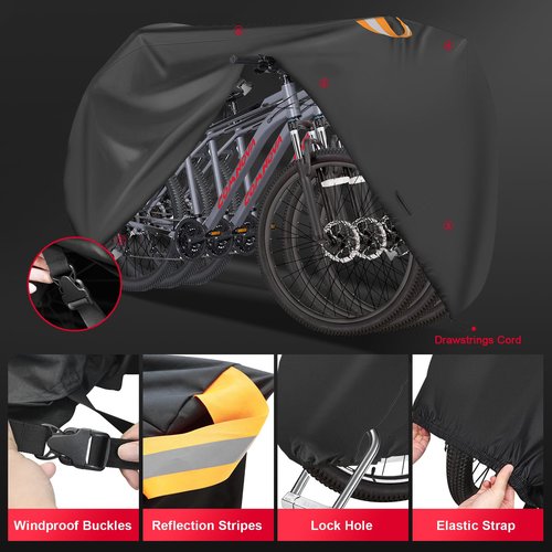 Comnova 3 Bike Cover - Outdoor Stationary Waterproof and Heavy Duty 600D Covers, Bicycle eBike, Mountain, Road, Hybrid, Beach Cruiser Storage