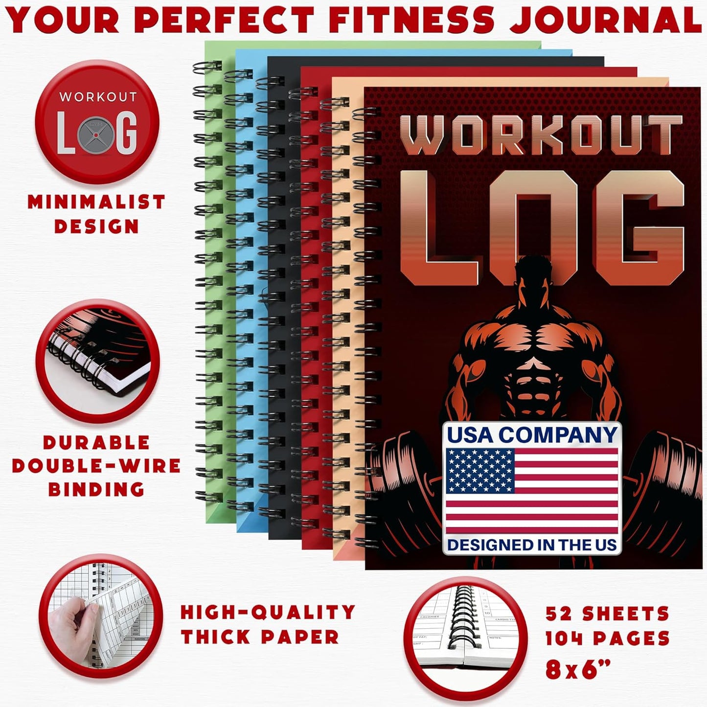 Workout Planner for Daily Fitness Tracking & Goals Setting - A5 Size, 6” x 8”, Charcoal Gray - Men & Women Personal Home & Gym Training Diary - Log Book Journal - by Workout Log Gym