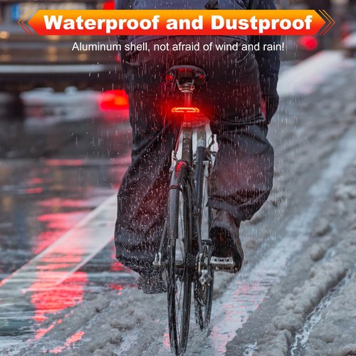 EQIIO Smart Bike Tail Light with Turn Signals and Brake Light, Rechargeable Bike Alarm Anti Theft with Remote, Bicycle Horn & Bike Turn Signals for Bicycle/Scooter/Ebike Auto On/Off, IP65 Waterproof