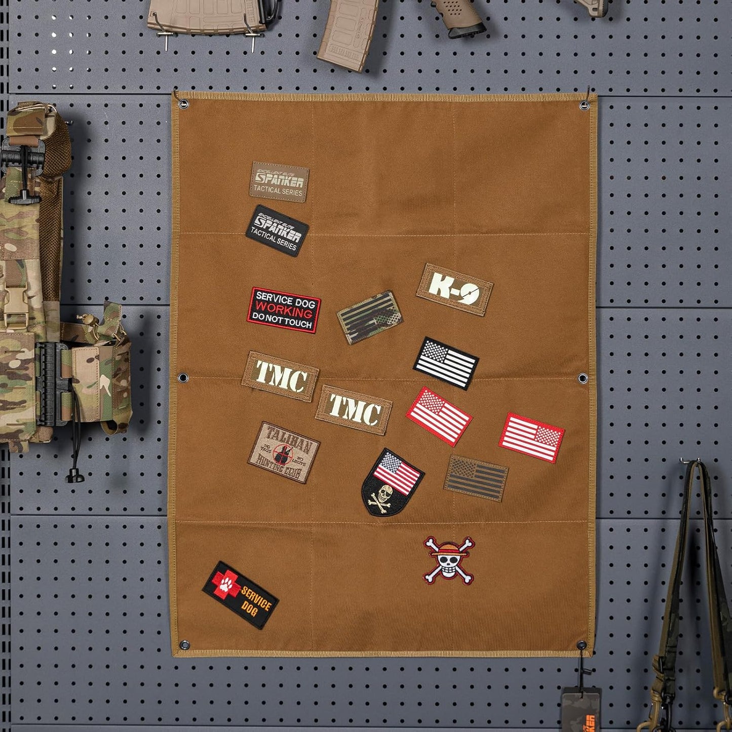 EXCELLENT ELITE SPANKER Tactical Patchs Display Board Foldable Military Patch Holder Panel (Black, S)