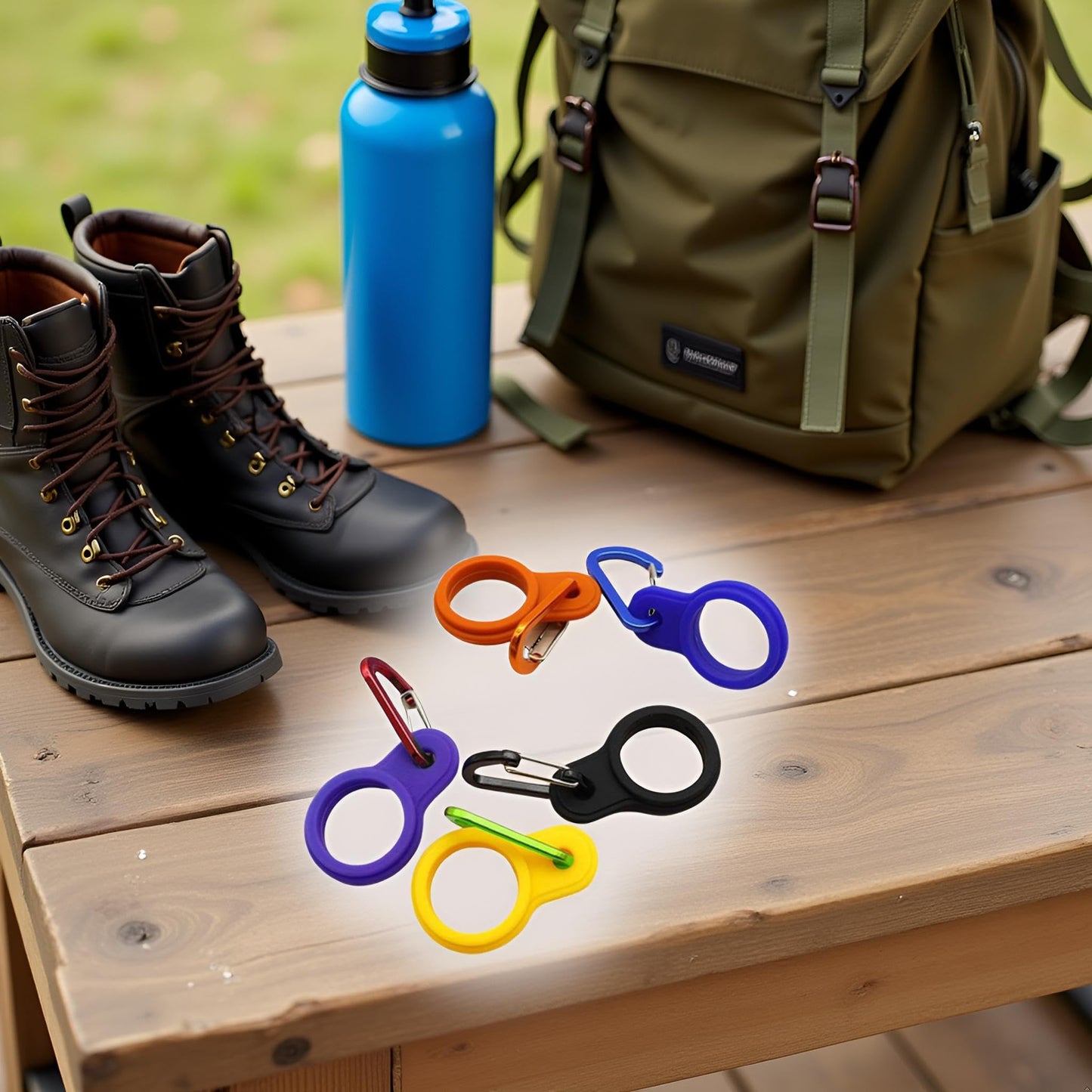 6 Pcs Silicone Water Bottle Buckle with Carabiner Clip Portable Secure Bottle Holder Water Bottle Hanging Rings Silicone Water Bottle Buckle Portable Hiking Camping Water Bottle Accessories