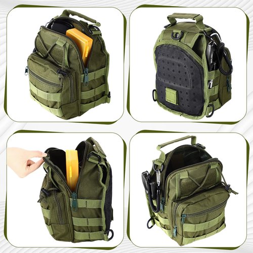 Hungdao 7 Pcs Fishing Tool Kit Fishing Gear Backpack Pliers and Equipment Include Hook Remover Backpack Pliers Kit Scale Gripper Weigh Separator(Army Green)