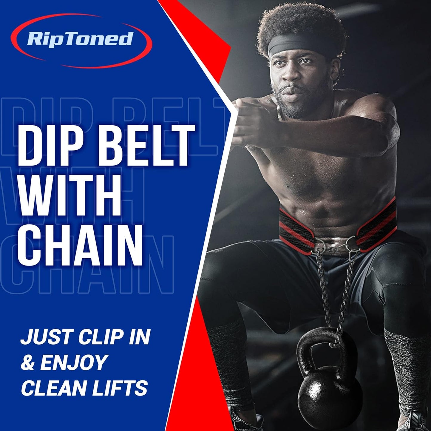 Rip Toned Dip Belt for Weight lifting, Pull Ups, Dips, Chin Ups - 36" Heavy Duty Steel Chain - Weight Belt with Chain for Weight Lifting, Powerlifting, and Strength Training