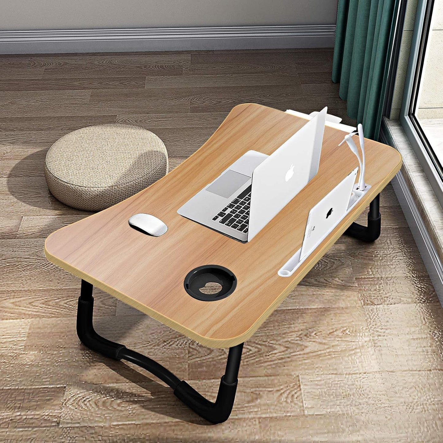 Laptop Bed Desk,Portable Foldable Laptop Lap Desk Tray Table with USB Charge Port/Cup Holder/Storage Drawer,for Bed/Couch/Sofa Working, Reading