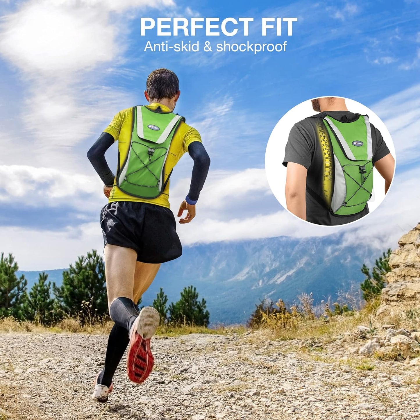 KUYOU Running Hydration Vest - Lightweight Insulated Hydration Backpack with 2L Water Bladder, Adjustable Chest Straps and Reflective Water Backpack for Trail Running Marathon Race Hiking Cycling