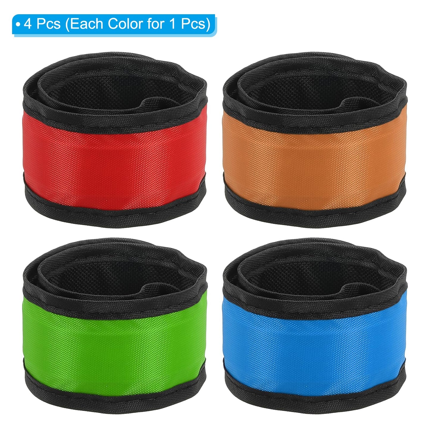 PATIKIL LED Wristband, 4 Pack Light Up Bracelets LED Armbands Glow in The Dark Safety Wrist Band for Parties, Concerts, Festivals, Night Run, Red, Green, Blue, Orange, Large