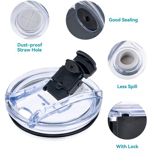 Soledea 30oz Replacement Lid with Lock for Yeti, Spill Proof Splash Resistant Tumbler Lids,Reusable Leak Proof Tumbler Cover for 30oz YETI Tumbler