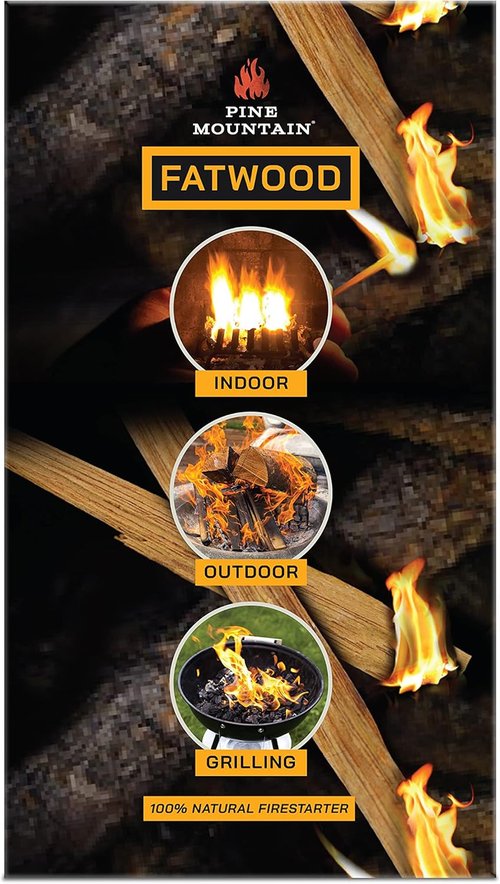 100% Natural Fatwood Firestarting Sticks - 5 lb Pine Mountain StarterStikk for Campfire, Fireplace & Fire Pit