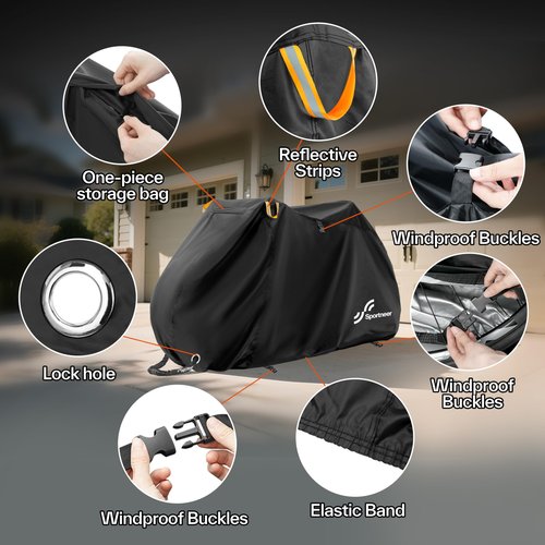 Sportneer Bike Cover: Waterproof Outdoor Bicycle Covers with Lock Hole & Storage Bag - Rain Sun UV Dust Wind Proof Bike Covers for Mountain Road Electric Bike