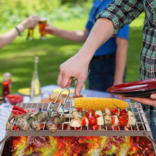 REDCAMP Small Folding Campfire Grill 304 Stainless Steel Grate + Large Folding Campfire Grill 304 Stainless Steel Grate