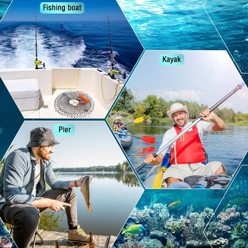Windyun 2 Sets Crab Trap Bait Wire Grid Bottom Crab Nets Foldable Fishing Net Hand Casting Cage with Harness and Bait Clip(24 x 20 x 12 Inch,Black)