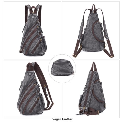 DAVIDNILE Denim Sling Bag Crossbody Backpack Jean Shoulder Bag Casual Daypacks For Men