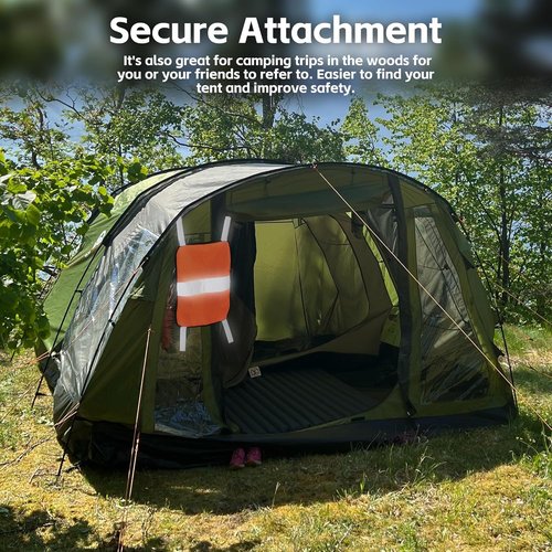 Watayo 6 Pcs Blaze Orange Safety Panel- 9 x 12 Inch Blaze Orange Panel Hunting Mesh- Orange Tent Backpack Cover Safety Panel with Reflective Strips for Field Hiking Camping Biking