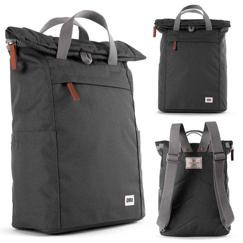 ORI LONDON Rolltop Backpack - Medium Travel Backpack with Lots of Pockets for Men & Women - The Finchley, Carbon