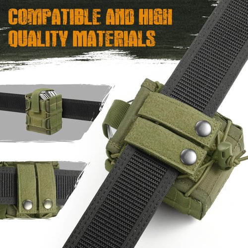 Double Handcuff Pouch for Most Standard Size Handcuffs, MOLLE Handcuff Case for Duty Belt, Law Enforcement Cuff Holder (Green)