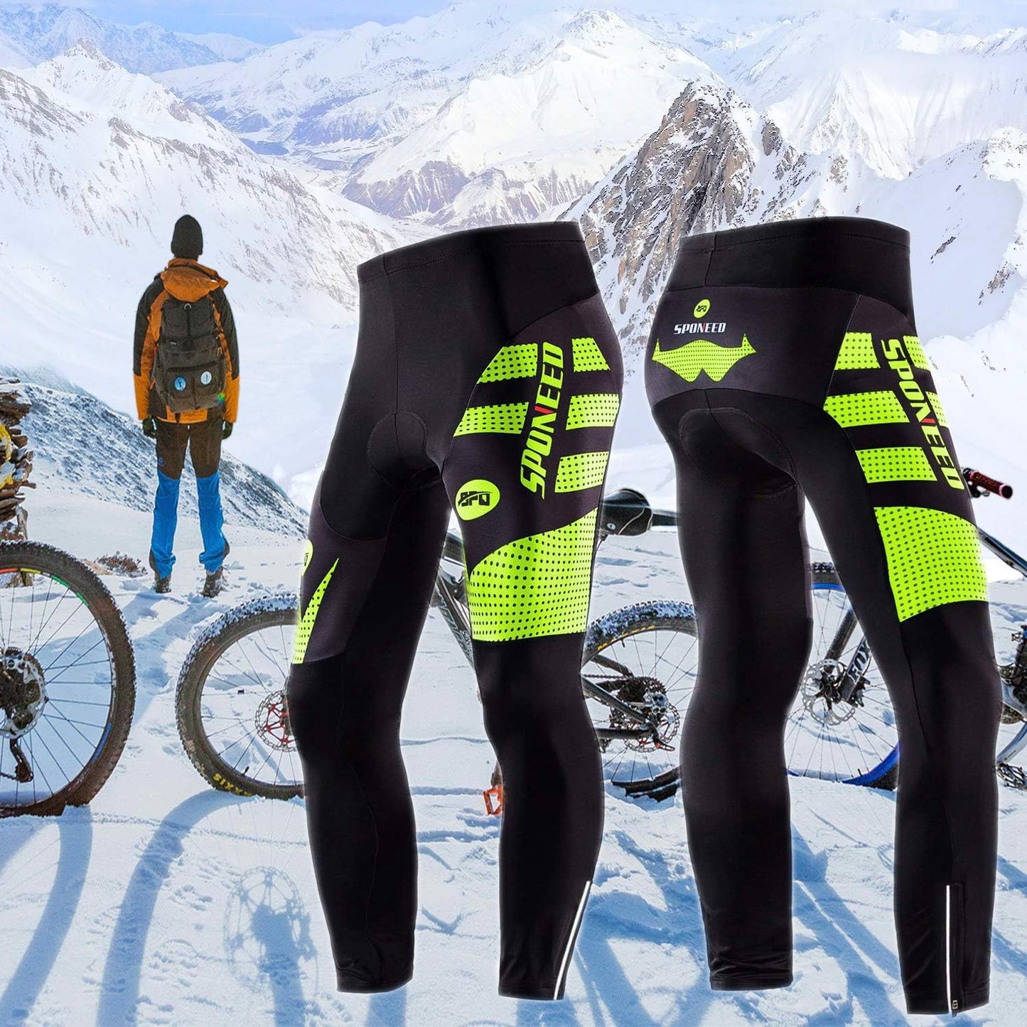 sponeed Men's Bicycle Pants 4D Padded Road Cycling Tights Leggings Outdoor Cyclist Riding Bike Wear