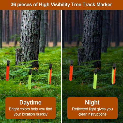 lasuroa 36pcs Reflective Trail Markers, High Visibility Trail Markers with Open Buckle Reflective Trail Marker Clips Hunting Accessories for Tree Stand Hunting Outdoor Hiking Camping