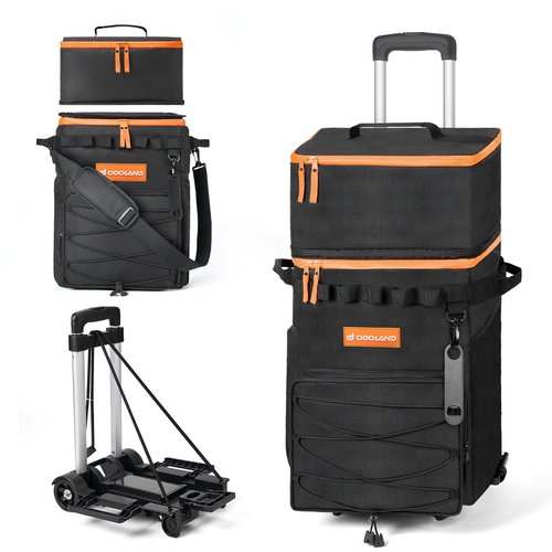 Odoland 48/72 Cans Soft Cooler with Wheels and Handle Collapsible Ice Chest Rolling Coolers on Wheels for Beach Camping Travel and Picnic